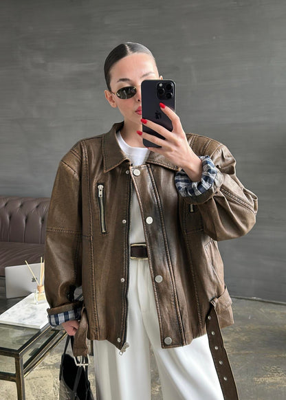 Premium Deri Ceket KAHVERENGİ