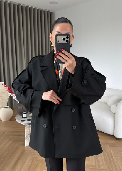 FORTİS Ara Boy Trençkot SİYAH