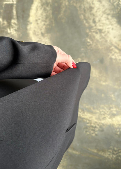 Şal Yakalı Gold Düğmeli Ceket SİYAH